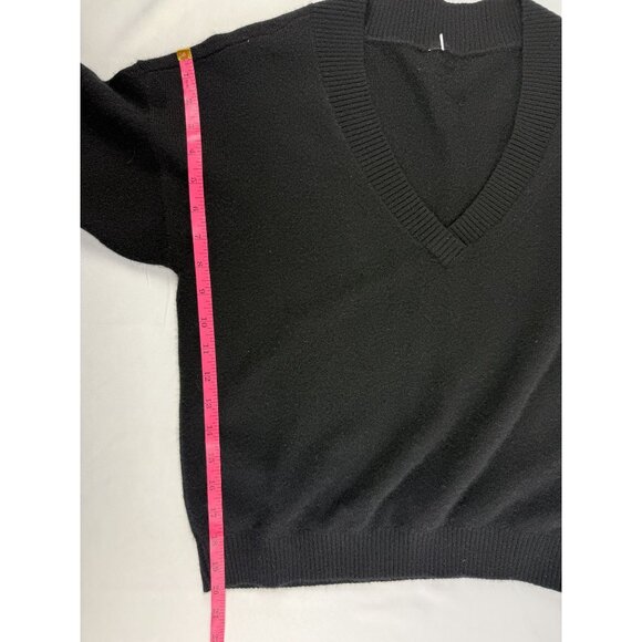 Alo Yoga Sweater Jet Set Cashmere Black V-Neck Pullover Women's Size Small - Picture 4 of 5